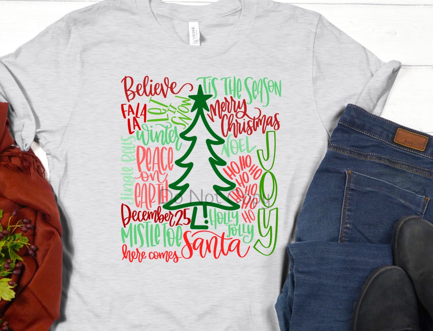 Christmas tree typography-DTF