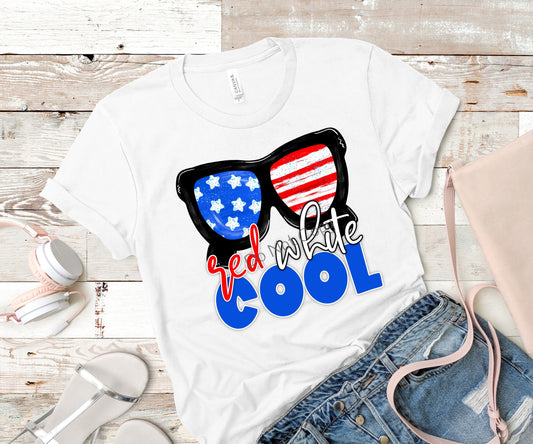 Red white cool sunglasses-DTF