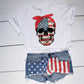 Skull flag face red bandana -DTF