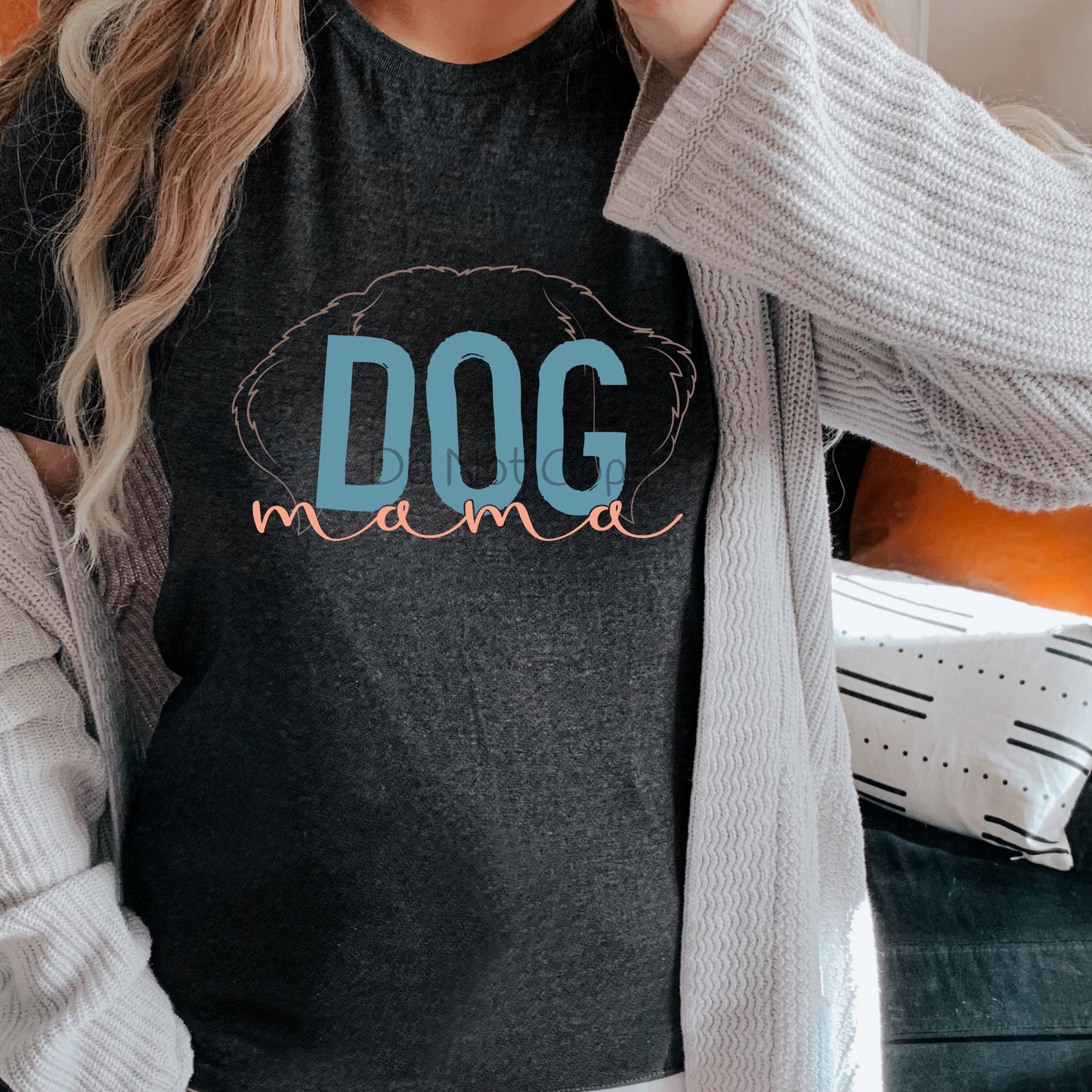 Dog mama outline dog face-DTF