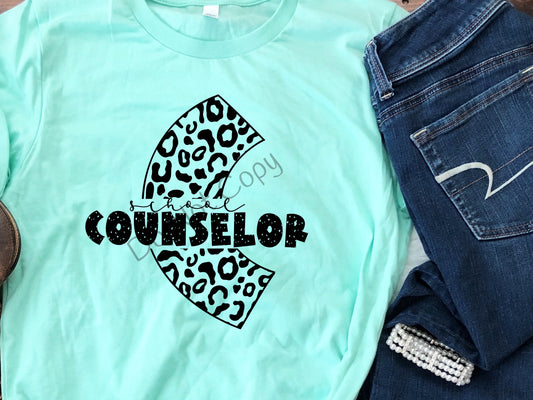 School single color leopard counselor- DTF