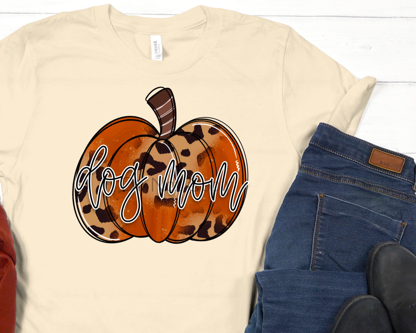 Dog mom italics leopard pumpkin-DTF