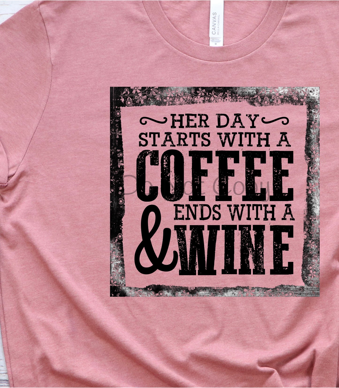 Her day starts with coffee ends wine-DTF