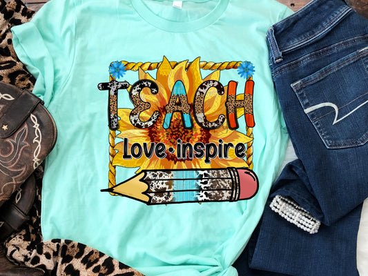 Teach love inspire pencil-DTF