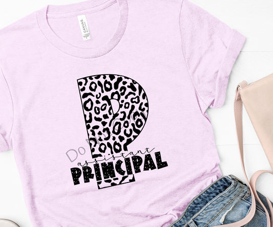 School single color leopard assistant principal-DTF
