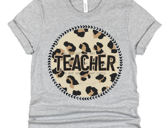 Teacher Leopard circle- DTF