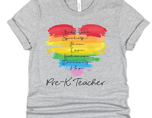 Kindness equality peace Pre-K teacher-DTF