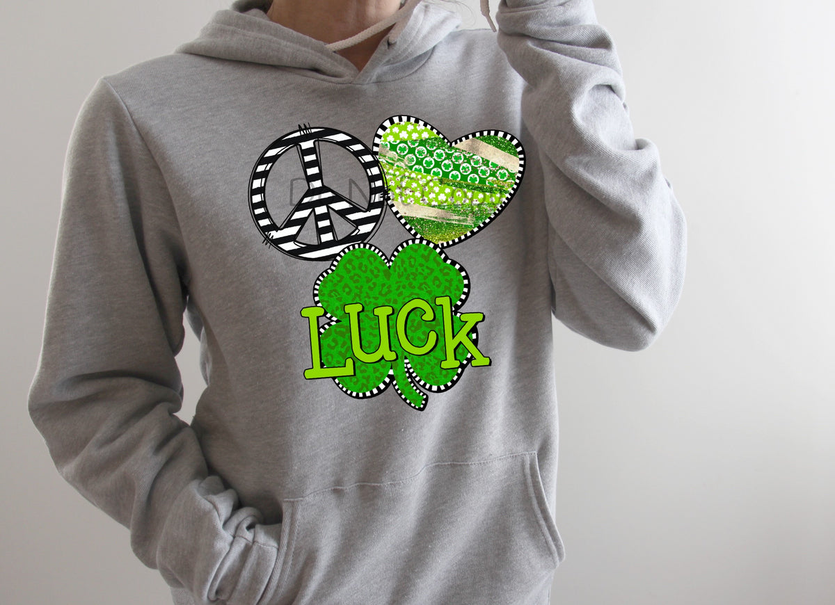 Peace love heart luck-DTF