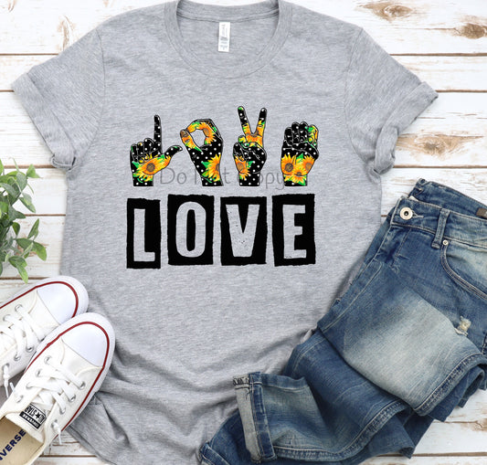 Love sign language sunflower-DTF