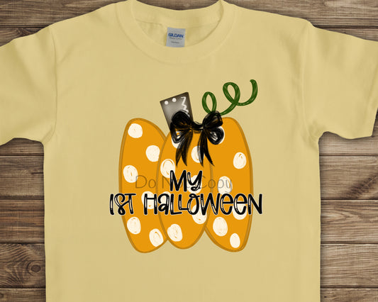 My 1st Halloween polka dot pumpkin-DTF