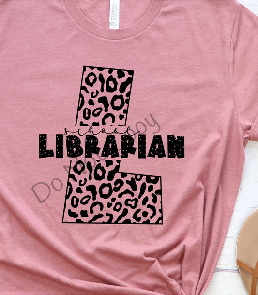 School single color leopard librarian-DTF