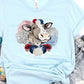 Cow red white blue flowers-DTF