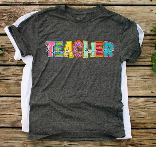Daycare Teacher funky letters - DTF