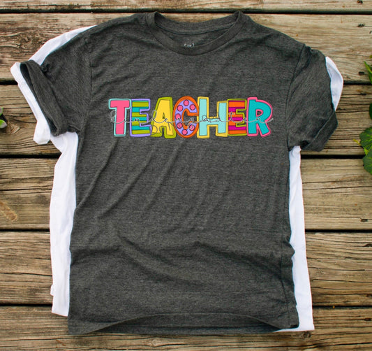 Kindergarten Teacher  funky letters - DTF