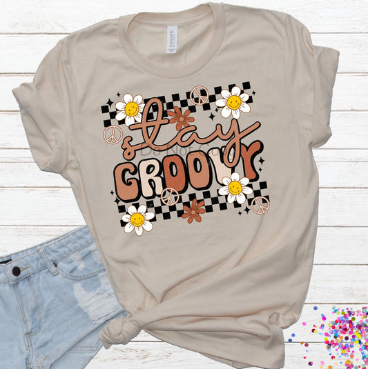 Stay groovy tan-DTF