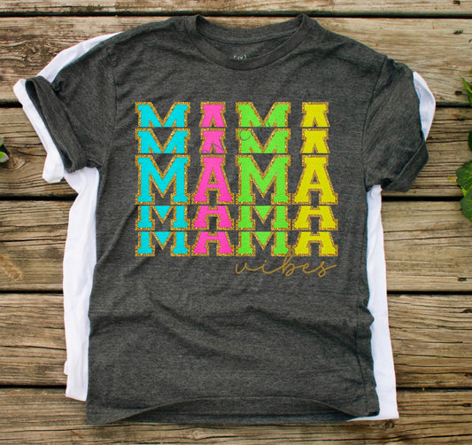 Mama vibes bright chenille letters-DTF