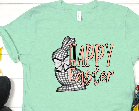 Happy Easter checked bunny-DTF