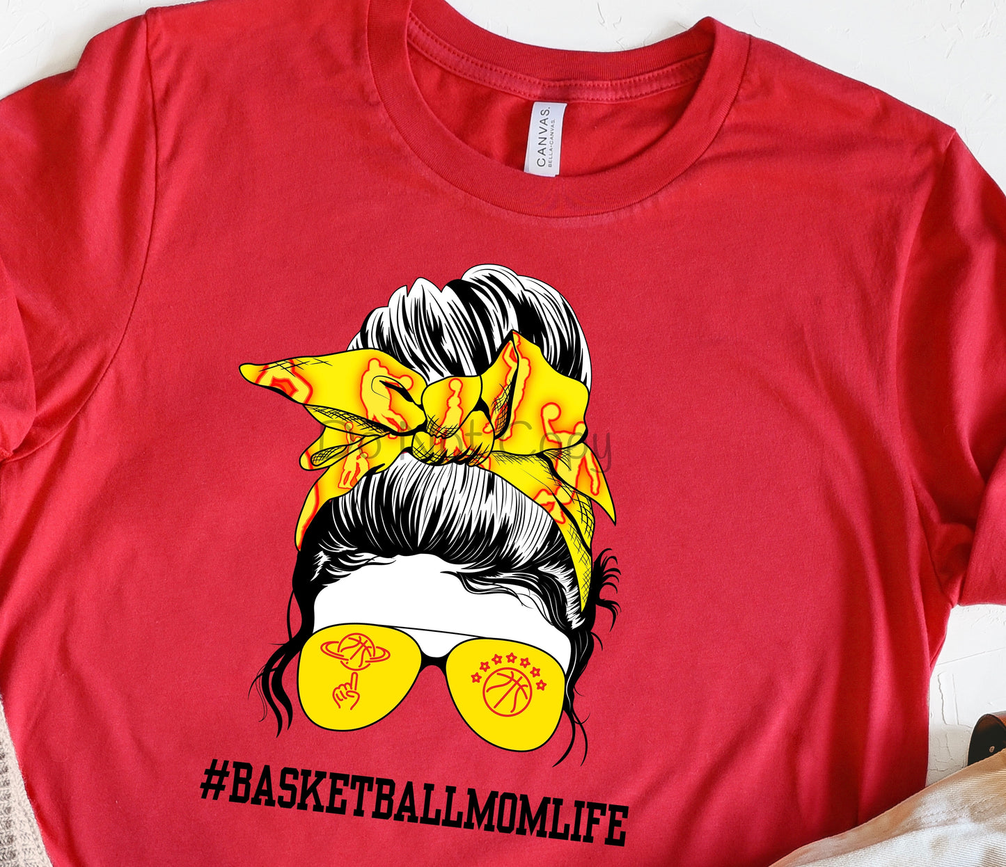 Messy bun basketball mom life-DTF