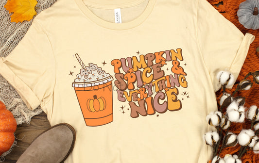 Pumpkin spice everything nice retro letters-DTF