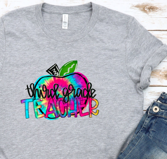 Third grade teacher tie dye-DTF