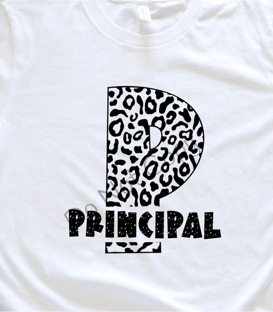 School single color leopard principal - DTF
