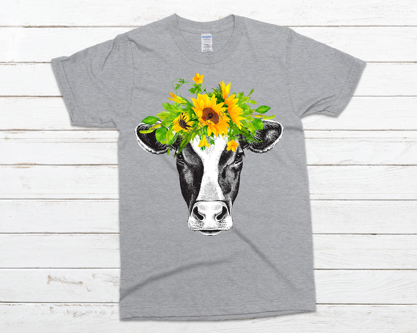 Cow with sunflowers on head - DTF
