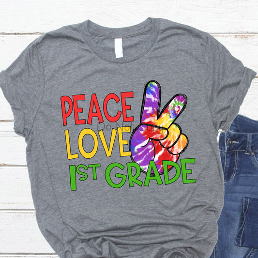 Peace love 1st grade hand-DTF