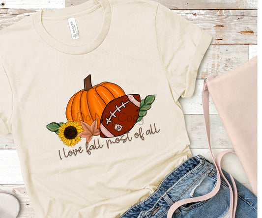 I love fall most of all football pumpkin -DTF