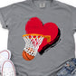 Basketball red heart ball in goal-DTF