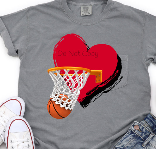 Basketball red heart ball in goal-DTF