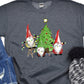 Gnomes putting lights on tree-DTF