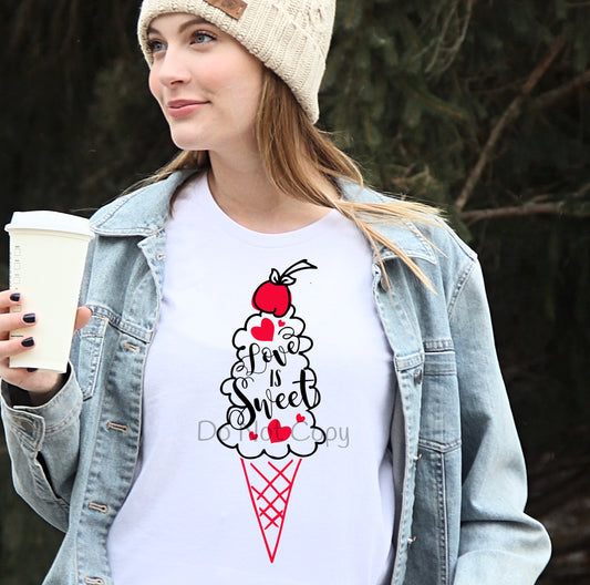 Love is sweet ice cream cone-DTF