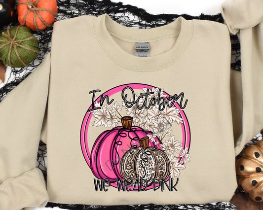 In October circle pink leopard pumpkin-DTF