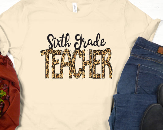 Sixth grade teacher leopard-DTF