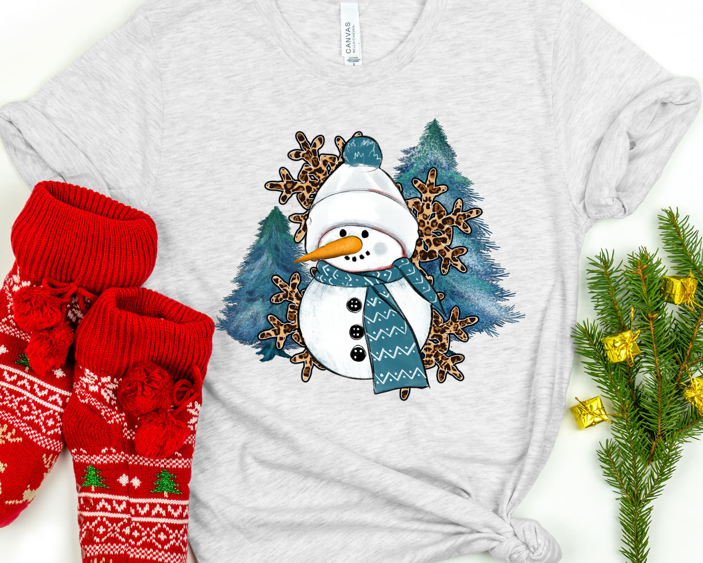 Snowman leopard snowflakes-DTF