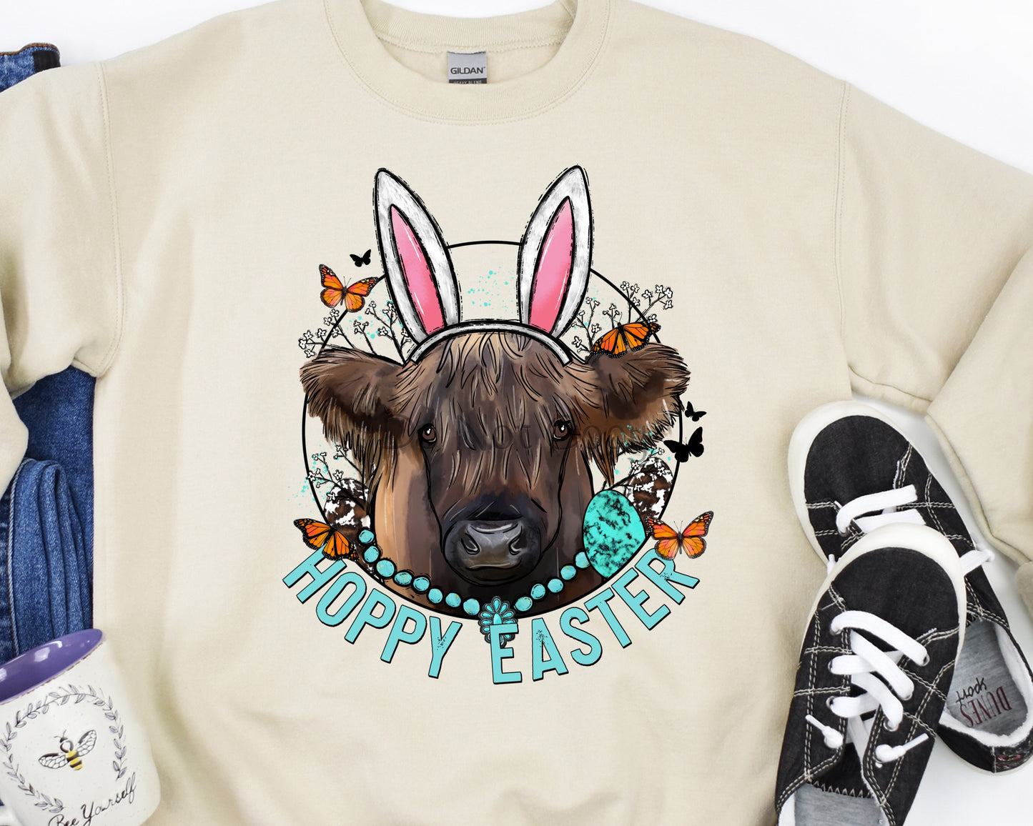 Hoppy Easter cow bunny-DTF