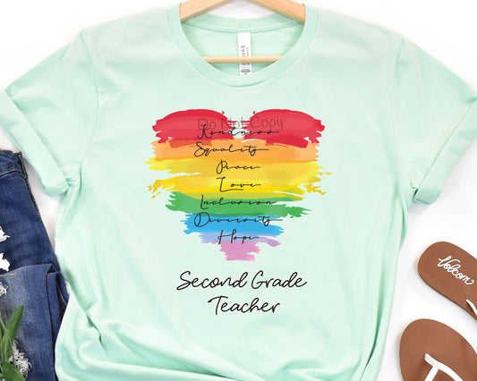 Kindness equality peace second grade teacher-DTF
