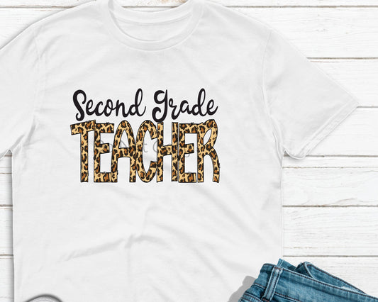 Second grade teacher leopard -DTF