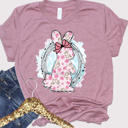 Pink floral bunny-DTF