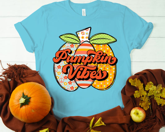 Retro pumpkin vibes peace sign hearts-DTF