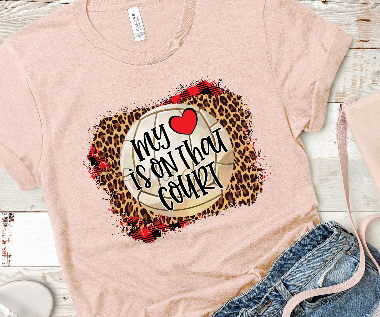My heart is on that court volleyball leopard-DTF