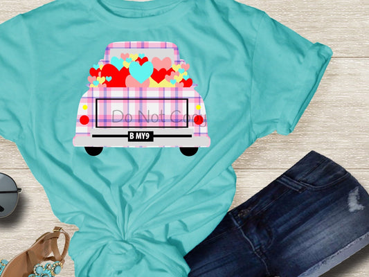 Hearts back pink plaid truck-DTF