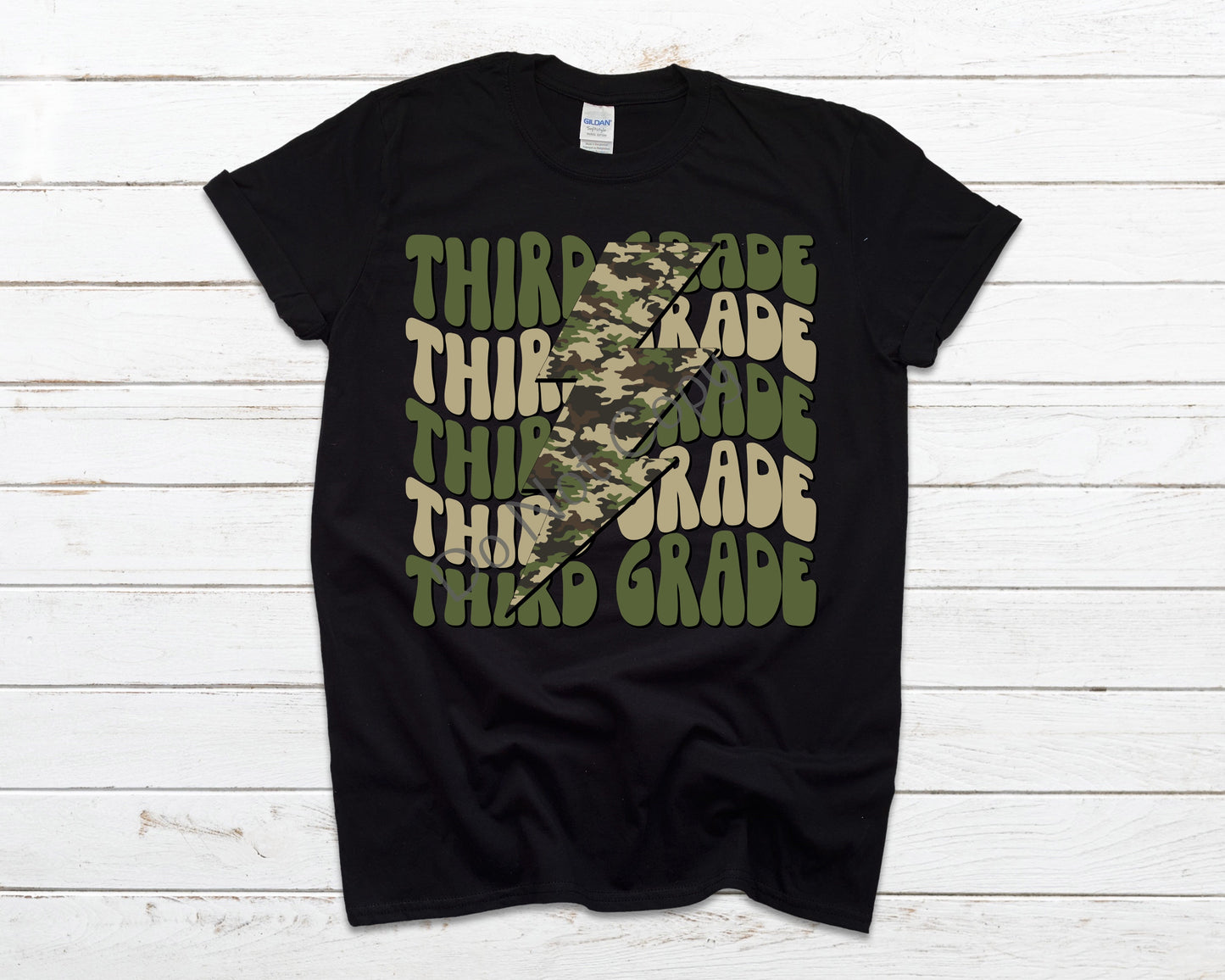 Third grade camo lightning bolt-DTF