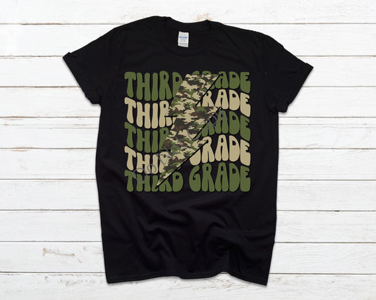 Third grade camo lightning bolt-DTF