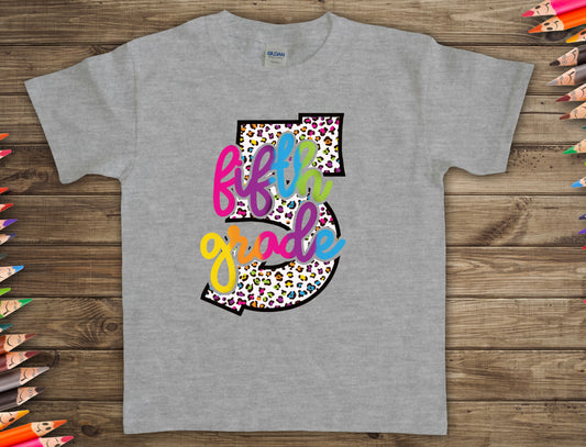 Fifth grade colorful leopard -DTF