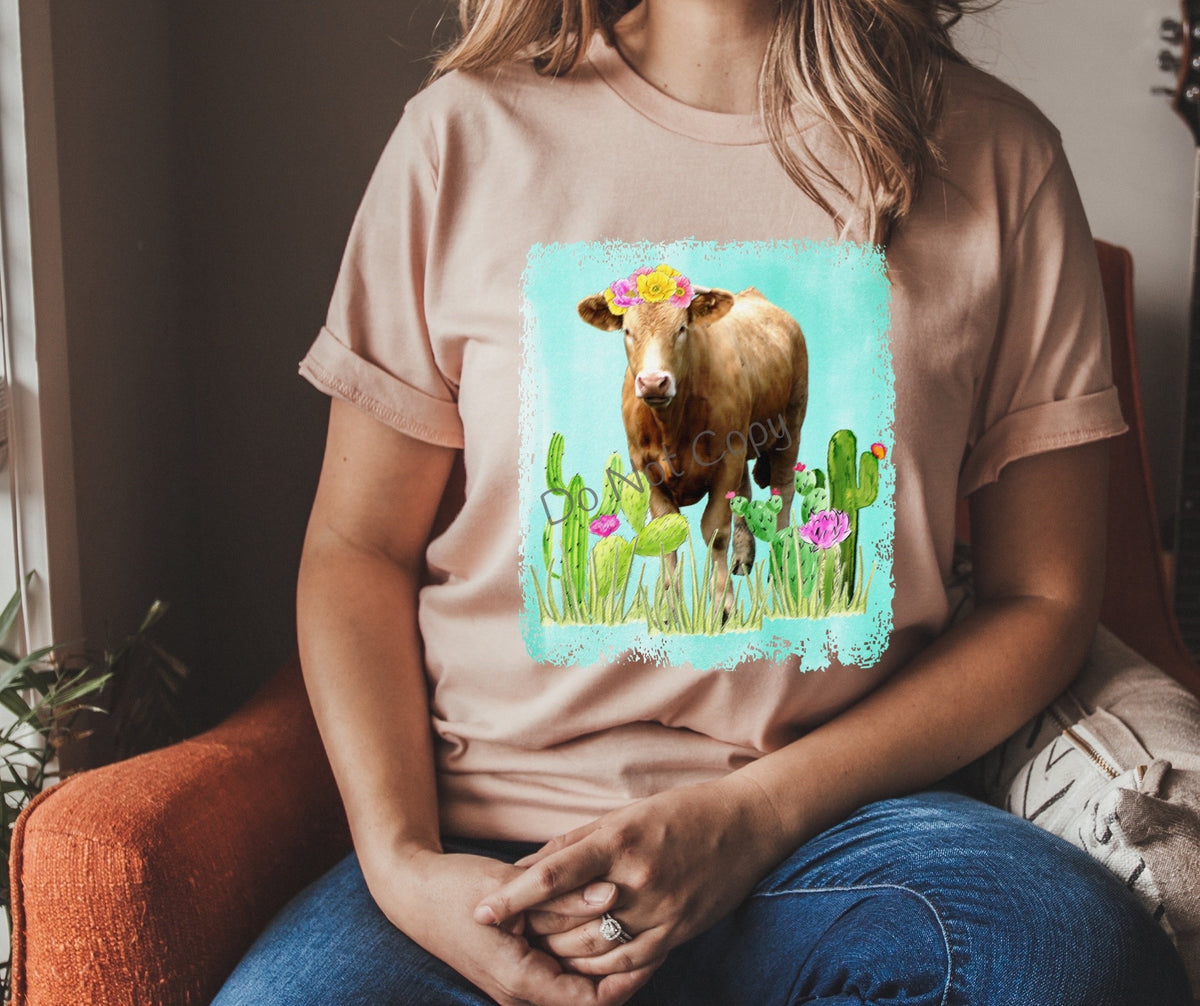 Cow and cactus scene - DTF