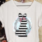 Black white stripe bunny-DTF