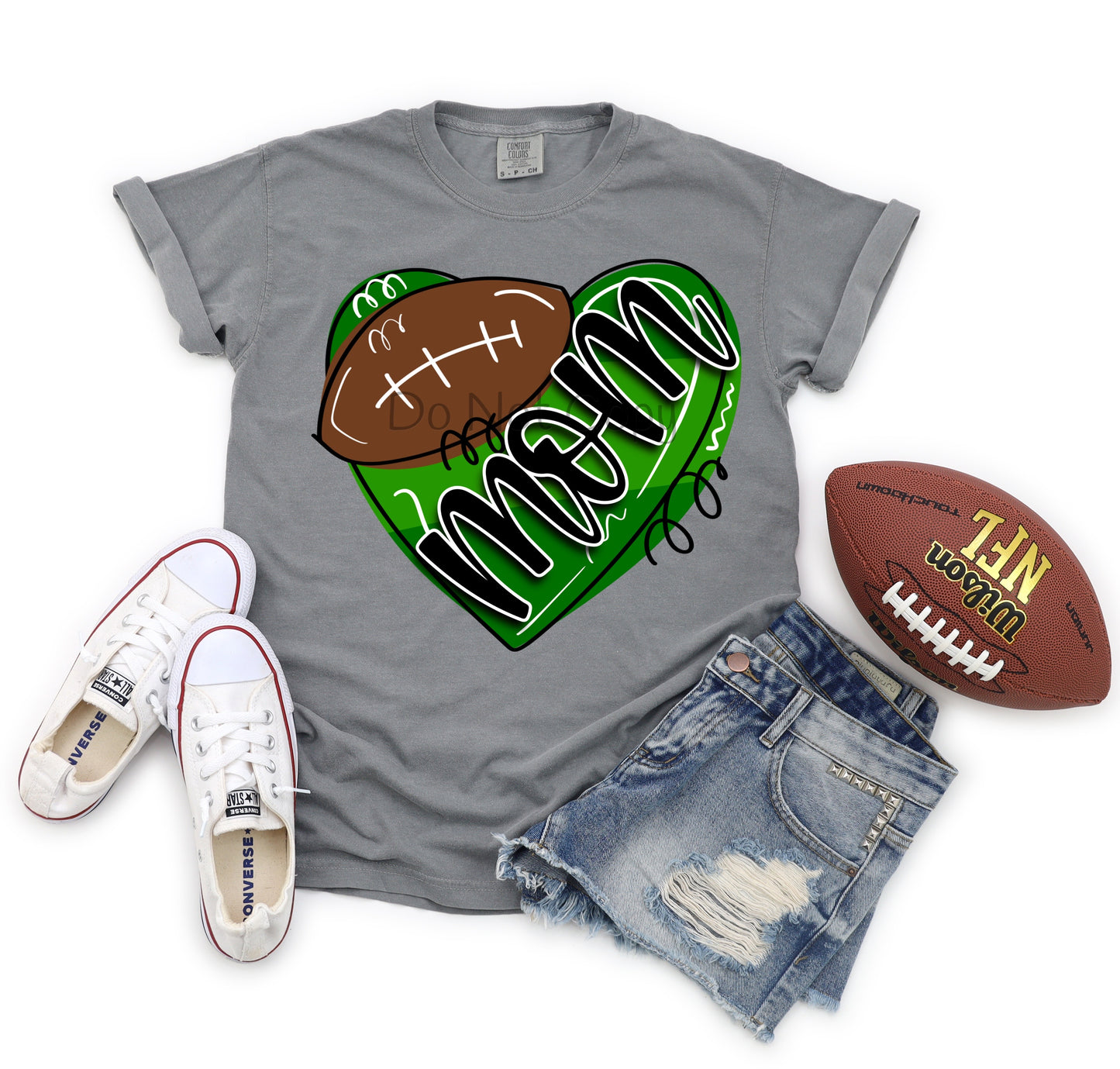 Football green heart mom-DTF