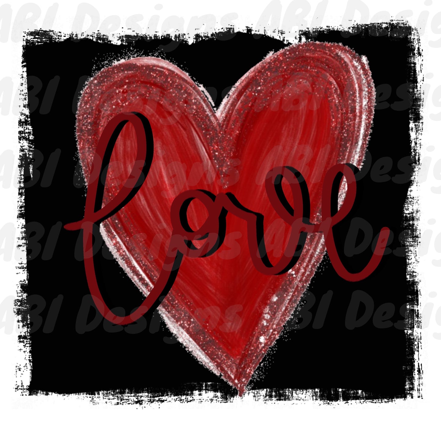 Love heart with black background - Sublimation