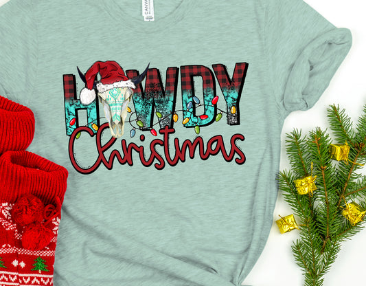 Howdy Christmas cow skull- DTF